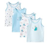 Yintry Ragazzi Girocollo Gilet Intimo, T-Shirt Senza Maniche Traspirante, Canottiere per Bambini in Morbido Cotone, Canottiere per Bambini Bianche o Stampate per 2-10 Anni (4-5 Anni, Stile 1)