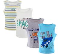 Yintry Ragazzi Girocollo Gilet Intimo, T-Shirt Senza Maniche Traspirante, Canottiere per Bambini in Morbido Cotone, Canottiere per Bambini Bianche o Stampate per 2-10 Anni