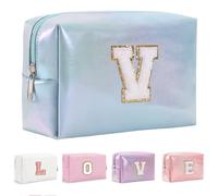 Yintry Regali di compleanno per donne, mogli, borsa per trucchi da viaggio, borsa per cosmetici, borsa per lettere in ciniglia, organizer da viaggio per trucchi, cose carine per ragazze adolescenti