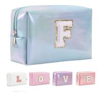 Yintry Regali di compleanno per donne, mogli, borsa per trucchi da viaggio, borsa per cosmetici, borsa per lettere in ciniglia, organizer da viaggio per trucchi, cose carine per ragazze adolescenti