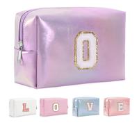 Yintry Regali di compleanno per donne, mogli, borsa per trucchi da viaggio, borsa per cosmetici, borsa per lettere in ciniglia, organizer da viaggio per trucchi, cose carine per ragazze adolescenti