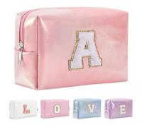 Yintry Regali di compleanno per donne, mogli, borsa per trucchi da viaggio, borsa per cosmetici, borsa per lettere in ciniglia, organizer da viaggio per trucchi, cose carine per ragazze adolescenti