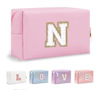 Yintry Regali di compleanno per donne, mogli, borsa per trucchi da viaggio, borsa per cosmetici, borsa per lettere in ciniglia, organizer da viaggio per trucchi, cose carine per ragazze adolescenti