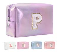 Yintry Regali di compleanno per donne, mogli, borsa per trucchi da viaggio, borsa per cosmetici, borsa per lettere in ciniglia, organizer da viaggio per trucchi, cose carine per ragazze adolescenti