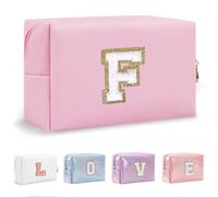 Yintry Regali di compleanno per donne, mogli, borsa per trucchi da viaggio, borsa per cosmetici, borsa per lettere in ciniglia, organizer da viaggio per trucchi, cose carine per ragazze adolescenti