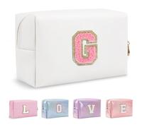 Yintry Regali di compleanno per donne, mogli, borsa per trucchi da viaggio, borsa per cosmetici, borsa per lettere in ciniglia, organizer da viaggio per trucchi, cose carine per ragazze adolescenti