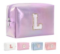 Yintry Regali di compleanno per donne, mogli, borsa per trucchi da viaggio, borsa per cosmetici, borsa per lettere in ciniglia, organizer da viaggio per trucchi, cose carine per ragazze adolescenti