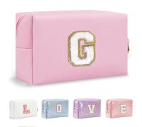 Yintry Regali di compleanno per donne, mogli, borsa per trucchi da viaggio, borsa per cosmetici, borsa per lettere in ciniglia, organizer da viaggio per trucchi, cose carine per ragazze adolescenti
