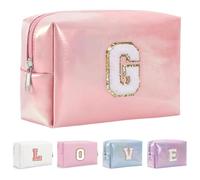 Yintry Regali di compleanno per donne, mogli, borsa per trucchi da viaggio, borsa per cosmetici, borsa per lettere in ciniglia, organizer da viaggio per trucchi, cose carine per ragazze adolescenti