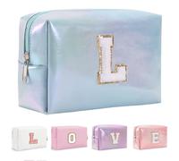 Yintry Regali di compleanno per donne, mogli, borsa per trucchi da viaggio, borsa per cosmetici, borsa per lettere in ciniglia, organizer da viaggio per trucchi, cose carine per ragazze adolescenti