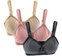 Yintry Reggiseni Allattamento Seno Completo da Donna Bralette Premaman a Righe con Imbottiture Clip S-XXL per Allattamento al Seno Reggiseno per Dormire Gravidanza Ultra Comfort Wireless 3 Pezzi