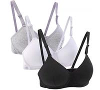 Yintry Reggiseno Sportivo da Ragazza in Cotone con Cinturino Regolabile Staccabile Senza Ferretto, Confezione da 3 Bralette A-Cup