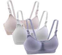 Yintry Reggiseno Sportivo da Ragazza in Cotone con Cinturino Regolabile Staccabile Senza Ferretto, Confezione da 3 Bralette A-Cup