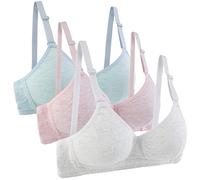 Yintry Reggiseno Sportivo da Ragazza in Cotone con Cinturino Regolabile Staccabile Senza Ferretto, Confezione da 3 Bralette A-Cup