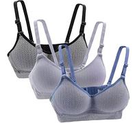 Yintry Reggiseno Sportivo da Ragazza in Cotone con Cinturino Regolabile Staccabile Senza Ferretto, Confezione da 3 Bralette A-Cup