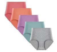 Yintry Slip da Donna in Cotone a Vita Alta, Intimo Elasticizzato, Mutandine a Copertura Totale, Confezione Multipla da Donna (Taglia Normale e Taglie Forti)