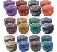 Yinuo Mirror Barattoli per Candele 24 Pezzi, Contenitori per Candele Fai Da Te, Contenitori Candele con Coperchi, Diametro 6,35 cm, Modelli squisiti per la Produzione di Candele