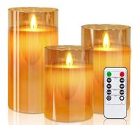 Yinuo Mirror Candele a LED con funzione timer, fiamma tremolante con telecomando, decorazione da bagno, decorazione da tavolo, soggiorno, dimensioni 10/12,5/15 cm di altezza, diametro 7,5 cm