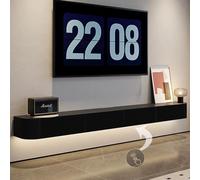 YINXSLO Mobile TV sospeso in legno massello per soggiorno a parete mobile TV con spazio di archiviazione media unità da parete per soggiorni e camere da letto (nero (con luce), 180 cm/71 pollici)