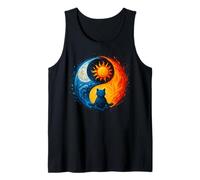 YinYang Yoga Meditazione Luna Sole Art Silhouette Cat Canotta