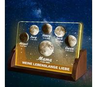 YINYIFANS Regalo Per La Festa Della Mamma,Luce Notturna Personalizzata Con Luna e Data,Luce Cosmica Con Nome Del Bambino Per Mamma,Nonna,Famiglia,Anniversario,Compleanno(Stile W)