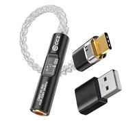 Yinyoo Adaptateur USB-C vers 3.5mm Audio avec DAC Double Puce CX31993 MAX97220, Type-C vers AUX avec Adaptateur USB-A, Cable IEM CCZ CM01 8 Brins en Cuivre Monocristallin Argenté