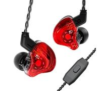 Yinyoo, Auricolari in-ear CCZ Melody, ibridi, 1BA, 1DD, HiFi, bassi profondi, auricolari leggeri IEM, con cavo 4N OFC per musicisti/bassisti (colore rosso, con micro USB-C)