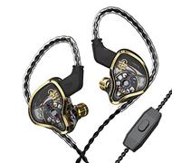Yinyoo CCZ Warrior 3BA+1DD Hybrid In-ear Monitor, cuffie cablate con microfono ad alta sensibilità, auricolari cablati con isolamento acustico per pop, metallo, rock (oro, con microfono)