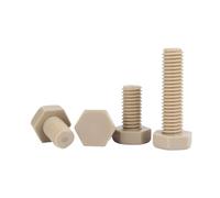 YINZHD 1/2 pz M3 M4 M5 M6 M8 M10 DIN933 PEEK Vite a testa esagonale esterna in plastica isolata con acido e alcali resistente al calore(55mm,1pc M10)