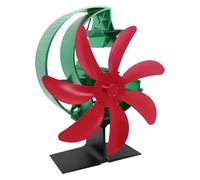 YINZHD Ventilatore for camino Ventilatore for stufa ad aria calda a 7 pale con potenza termica a risparmio energetico, funziona silenziosamente for risparmiare legna(Red green)