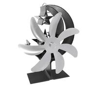 YINZHD Ventilatore for camino Ventilatore for stufa ad aria calda a 7 pale con potenza termica a risparmio energetico, funziona silenziosamente for risparmiare legna(Silver)