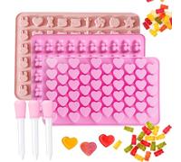 YINZZTRY Stampi per Orsetti Gommosi, Stampo in Silicone per Caramelle, Caramelle Gommose A Forma Stampi, Stampi Cuore Silicone, con 3 Contagocce, per Dolci Caramelle Cioccolato Biscotti, 3 Pezzi