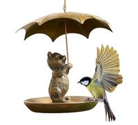 Yiohejy Mangiatoia per uccelli per scoiattoli con ombrello, per scoiattoli, da esterni, mangiatoia per uccelli selvatici, stazione di alimentazione per colibrì, squisite decorazioni da giardino per