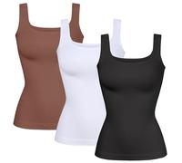 YIOIOIO Canottiere modellante da donna per il controllo della pancia, a compressione, senza cuciture, per il corpo, Confezione da 3, nero, bianco e nudo, Large