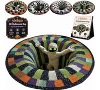 yiokeo 3D Halloween Rug, Novelty Ghost Skeleton 3D Optical Illusion Rugs, Candy Corn Abyss Quilted Round Mat with Spooky Depth Design, Crystal Velvet Soft & Durable Fabric Non-slip (A,20IN)