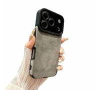 yiokeo Luxury Retro Leather,Matte Finish Shockproof Case For iPhone 17 16 15 14 ProMax, Slim Shockproof Bumper Full Camera Protective Cover Retro Case (for iPhone 14Plus,Dark Gray)