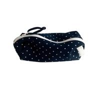 yiokeo Y2K Polka Dot Pencil Case with Handle, Soft Fabric Zipper Pouch for Pens, Makeup, and Travel Essentials, Lightweight Organizer for Office, and Daily Use (Navy Blue)