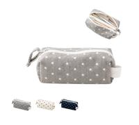 yiokeo Y2K Polka Dot Pencil Case with Handle, Soft Fabric Zipper Pouch for Pens, Makeup, and Travel Essentials, Lightweight Organizer for Office, and Daily Use (Gray)