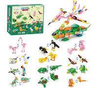 Yiomxhi 12 Pezzi Costruzioni Giocattolo per Regalini Fine Festa Compleanno Invitati, Animali Trasformabili Blocchi Costruire per Bambini Ragazze dai 6 Anni, Set di Mattoncini Creativa, Animale