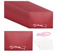 Yiomxhi 25 Pezzi Buste Lettera con Biglietti Vergini e Nastro, Buste Vintage di Carta per Inviti Matrimoni, Biglietti di Auguri, Compleanno, Rosso
