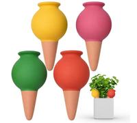 Yiomxhi 4 Pezzi Globi Irrigatori per Vasi, Terracotta Sfere di Irrigazione a Goccia, Automatica Dosatore Acqua per Piante, Innaffiare Piante in Vacanza per Balconi Giardino (Giallo)