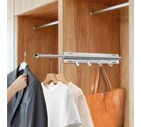 Yiomxhi Asta Appendiabiti Estensibile per Armadio con 4 Ganci, Bastone Appendiabiti Saliscendi a Barra Asta Telescopica per Guardaroba (Sinistra)