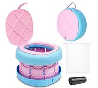 Yiomxhi WC Pieghevole per Bambini, Vasino Portatile da Viaggio, Sedile per Vasetto, Vaso per l'educazione Alla Toilette Interno Esterno con Borsa da Viaggio, Rosa