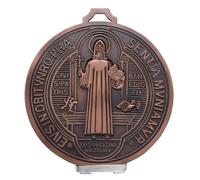 YionZian Medaglia di San Benedetto in metallo extra large da 12,7 cm, ornamento cattolico Medalla De San Benito, base rimovibile per protezione auto e benedizione della casa, da parete o scrivania