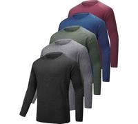 YIOOWVY T-Shirt a Maniche Lunghe da Uomo, Confezione da 3/5/7, Asciugatura Rapida, Protezione Solare UV UPF50+, Abbigliamento Sportivo/da Corsa, vestibilità Slim