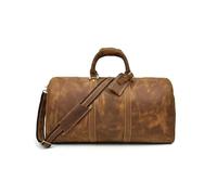 YIORYO Borsone in pelle | Borsa da viaggio per palestra, sport, weekender durante la notte, borsone per uomini e donne (marrone chiaro)