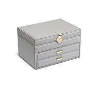 YIORYO Grande contenitore for gioielli con specchio, organizer for gioielli da donna, organizer antipolvere for gioielli, cassetti for bracciali, orecchini, anelli, collane (Grey : Gray)