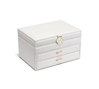 YIORYO Grande contenitore for gioielli con specchio, organizer for gioielli da donna, organizer antipolvere for gioielli, cassetti for bracciali, orecchini, anelli, collane (Grey : White)
