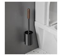 YIORYO Set di scopino e supporto per WC, robusto set di scopino per la pulizia del bagno, montaggio a parete/pavimento, senza angolo morto, utensili per la pulizia della casa accessori per il bagno