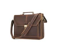 YIORYO Valigetta in pelle for uomo Borsa a tracolla for laptop Borsa a tracolla for lavoro aziendale Avvocato(Reddish Brown)